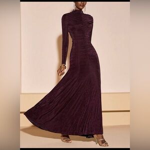 Elegant Plum Long Sleeve Dress